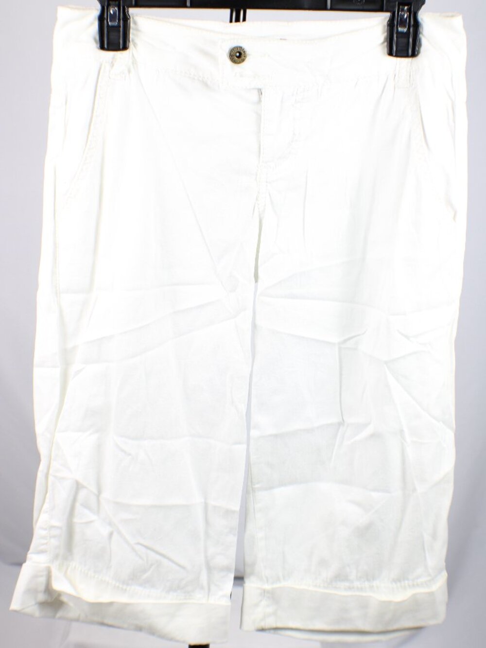 Paris Blues Vintage Y2K White Denim Capris Bermuda Long Shorts Cuffed Size 3